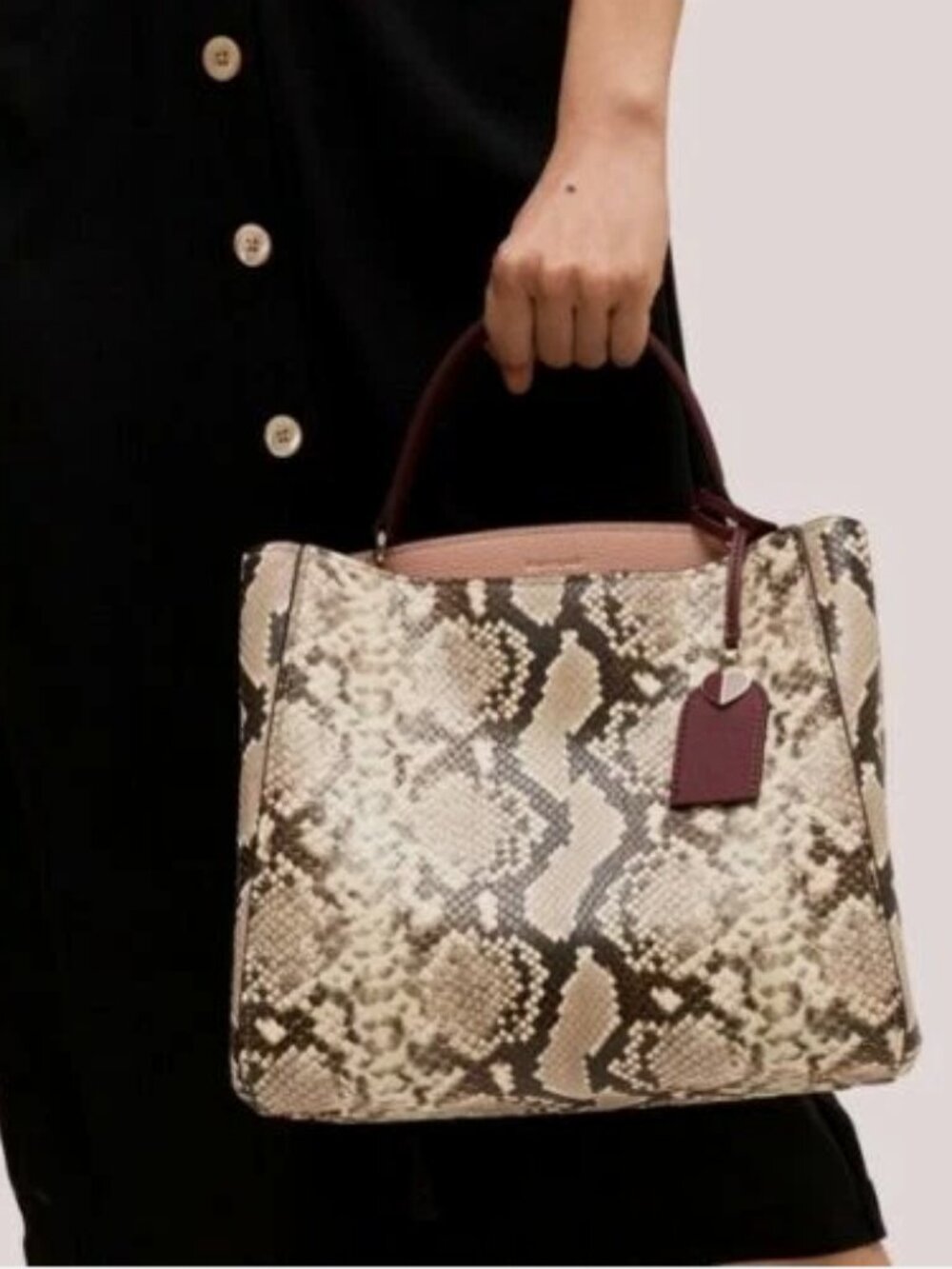 NWT Kate Spade Fleur Snake Embossed Top Handle Medium atchel Bag $498 PXRUA449